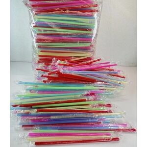 Snow Cone Straws 8in Individually Wrapped Bulk Assorted Colors 450+Pcs